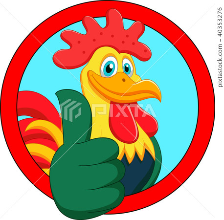 cute rooster cartoon thumb up 40353276