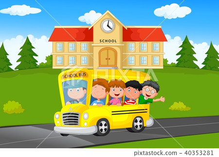 Illustration of School Kids Riding a School bus 40353281