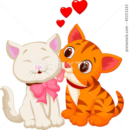 Cartoon cat licking 40353283