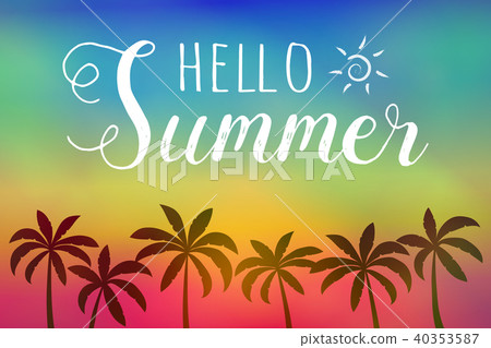 Paradise holidays poster with palm trees. Vector. 40353587