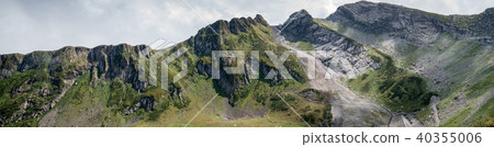 Photo of mountain slopes with vegetation and cloudy sky Photo of mountain slopes with vegetation and cloudy sky 40355006