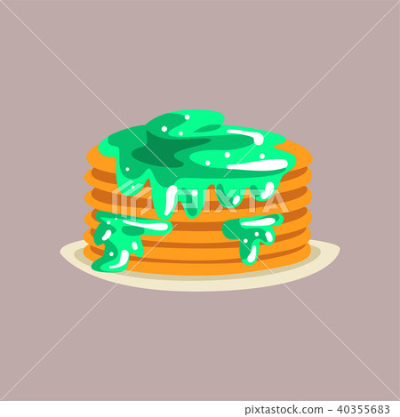 Fresh tasty pancakes with jam on a plate, traditional breakfast food vector Illustration 40355683