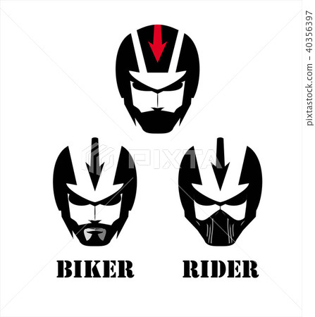 rider, biker, a set of rider heads - Stock Illustration [40356397] - PIXTA