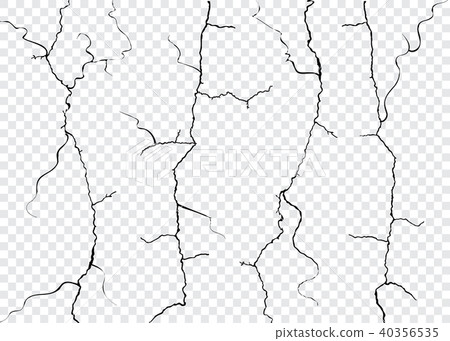 Vector Wall Cracks Isolated. Fracture Surface Effe Vector Wall Cracks Isolated. Fracture Surface Effe 40356535