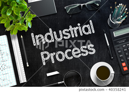 Black Chalkboard with Industrial Process. 3D Rendering. Black Chalkboard with Industrial Process. 3D Rendering. 40358241