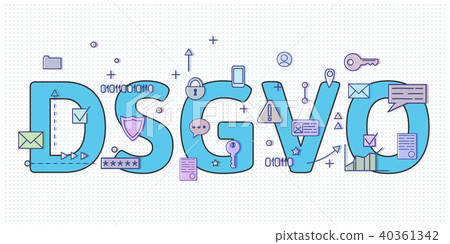 Digital and internet symbols in front of DSGVO letters. General Data Protection Regulation. GDPR Digital and internet symbols in front of DSGVO letters. General Data Protection Regulation. GDPR 40361342