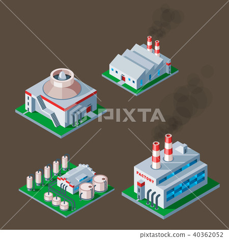 Isometric factory building icon industrial... - Stock Illustration ...