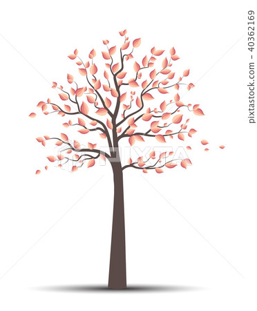 Autumn tree with falling leaves Autumn tree with falling leaves 40362169