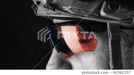 Macro portrait of handsome military man Macro portrait of handsome military man 40362257