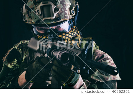 Macro portrait of handsome military man 40362261
