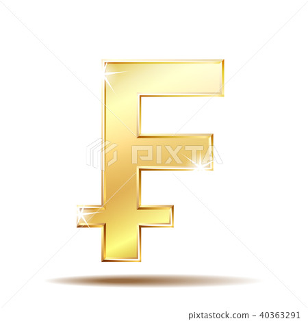 Swiss Franc currency shiny gold symbol 40363291