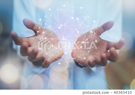 Businessman hand using map network connection. Businessman hand using map network connection. 40363410