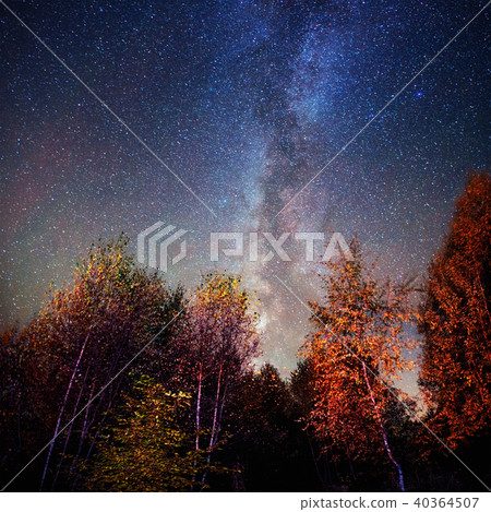 fantastic winter meteor shower and the snow-capped mountains. 40364507