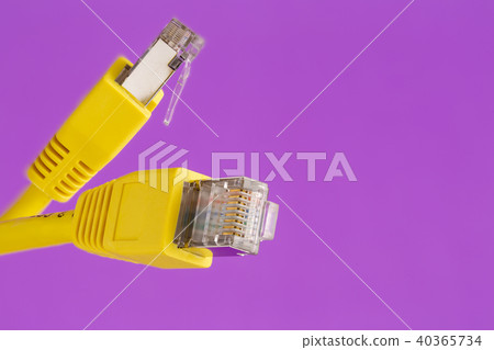 Telecommunication cable with yellow RJ45 plug Telecommunication cable with yellow RJ45 plug 40365734