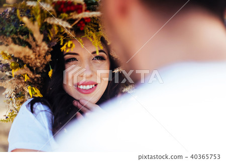 portrait girl with a wreath on head 40365753