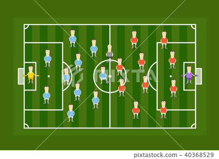 Green football field with football players Green football field with football players 40368529