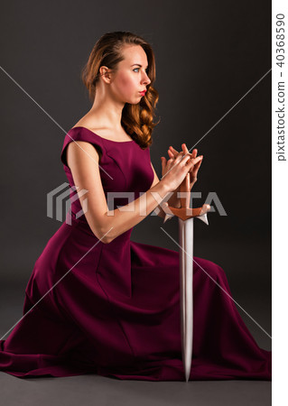 Beautiful young pure princess girl with a sword 40368590