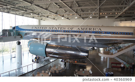 SIMI VALLEY, CALIFORNIA, UNITED STATES - OCT 9, 2014: Air Force One Boeing 707 and Marine 1 on 40368969