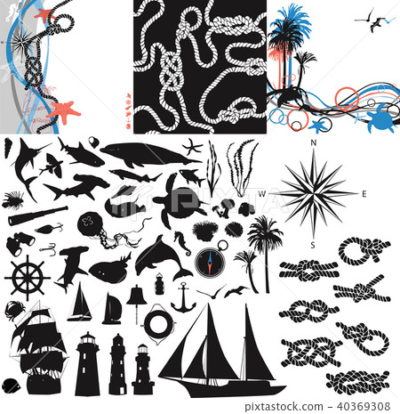 Set with nautical themes for design Set with nautical themes for design 40369308