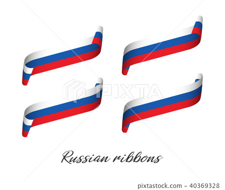 Set of four modern colored Russian ribbons 40369328