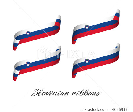Set of four modern colored Slovenian ribbons 40369331
