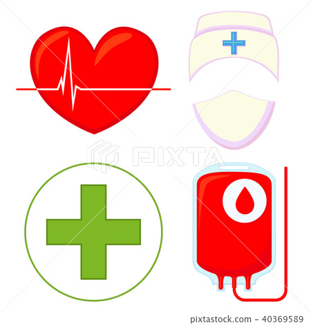 Colorful cartoon blood donation icon set 40369589