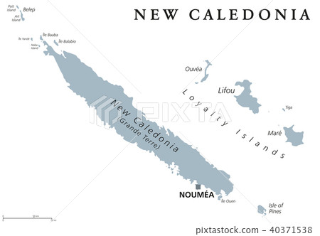 New Caledonia political map gray 40371538