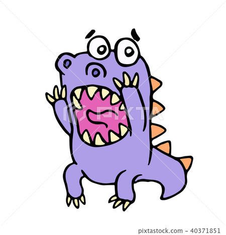 Cute purple dragon in panic. Vector illustration. 40371851