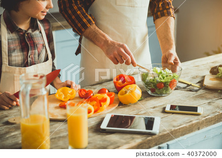 Father and son having culinary hobby Father and son having culinary hobby 40372000