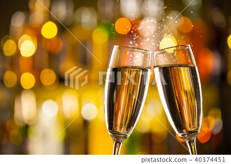 Glasses of champagne with blur background 40374451