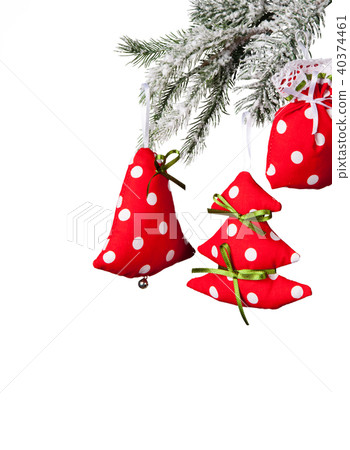 Christmas hand made decoration on white background Christmas hand made decoration on white background 40374461
