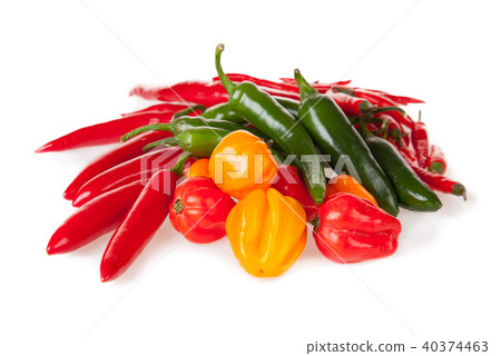 Chilli peppers on white background Chilli peppers on white background 40374463