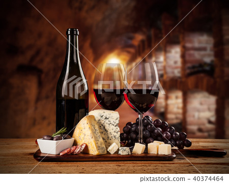 Various kind of cheese with wine Various kind of cheese with wine 40374464