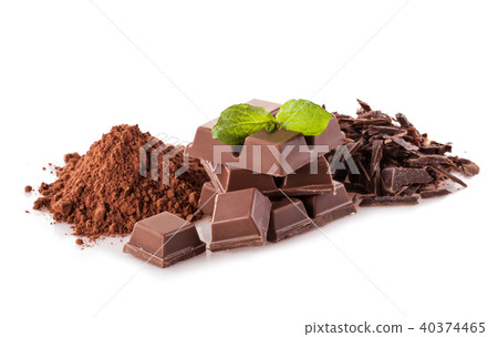 Pile of hazelnut cbocolate on white background Pile of hazelnut cbocolate on white background 40374465