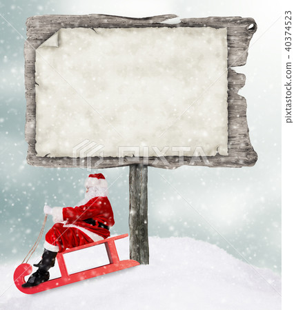Empty wooden sign in winter mood Empty wooden sign in winter mood 40374523