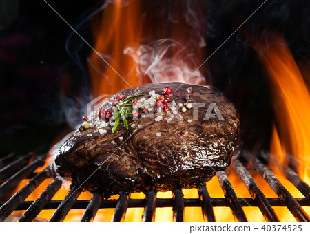 Beef steak on grill Beef steak on grill 40374525
