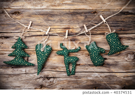 Hand made traditional christmas decoration on wood Hand made traditional christmas decoration on wood 40374531