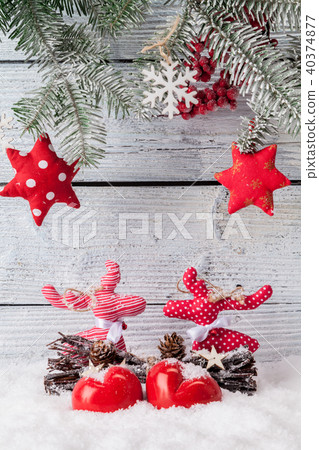 Christmas still life decoration with wooden background 40374877