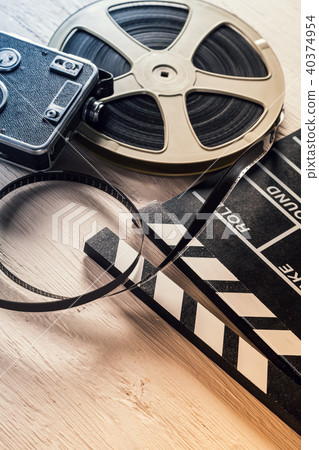 Film camera chalkboard and roll Film camera chalkboard and roll 40374954