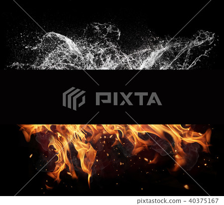 Fire and water elements on black background Fire and water elements on black background 40375167