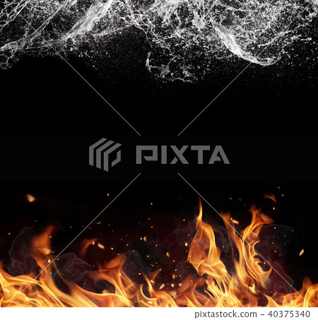 Fire and water elements on black background Fire and water elements on black background 40375340