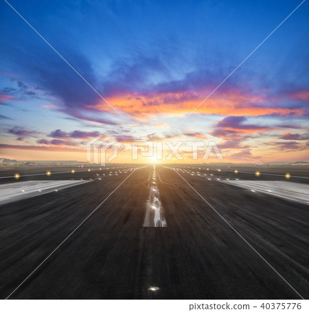 airport runway in the evening sunset light 40375776