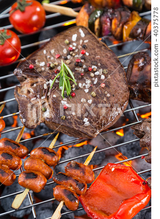 Beef steak on grill Beef steak on grill 40375778