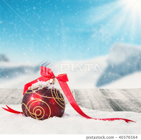 Winter scenery with christmas ball 40376564