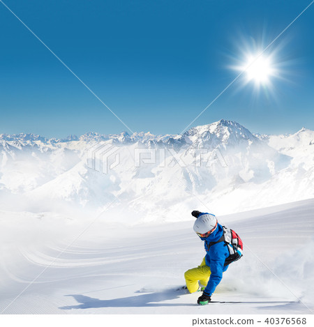 Man skier running downhill 40376568