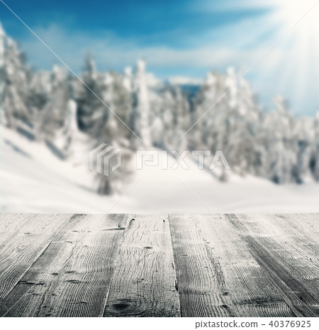 Winter scenery with wooden planks 40376925