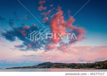 Spring panorama of sea coast city Trapany. Sicily Italy Europe Spring panorama of sea coast city Trapany. Sicily Italy Europe 40377317