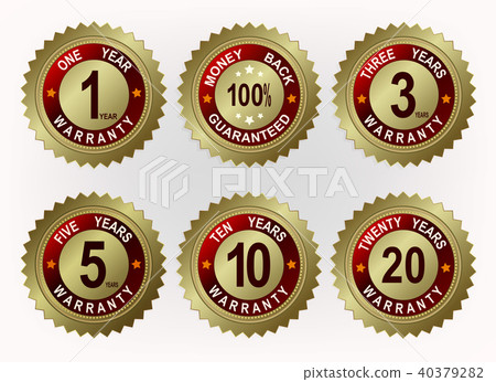 Round emblems of gold shade with numbers and text of guarantee, Round emblems of gold shade with numbers and text of guarantee, 40379282