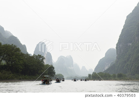 China, Guilin, river going down China, Guilin, river going down 40379503