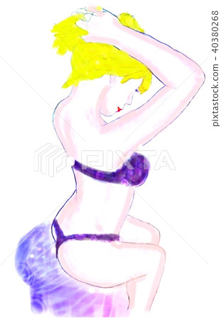 Beautiful woman 1 who sees over and sits down Beautiful woman 1 who sees over and sits down 40380268